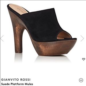 Gianvito Rossi 6.5 Black Suede Beach Club Mules
